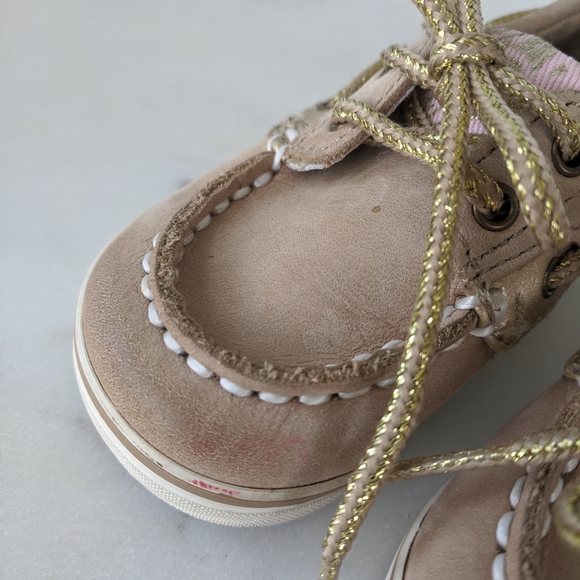 Sperry Baby Girls 2M Pink Tan Bluefish Crib Shoes - Picture 11 of 12